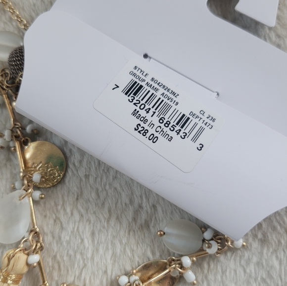 NWT Pretty Gold Tone Asymmetric Mixed Media Charm Necklace - Picture 6 of 11